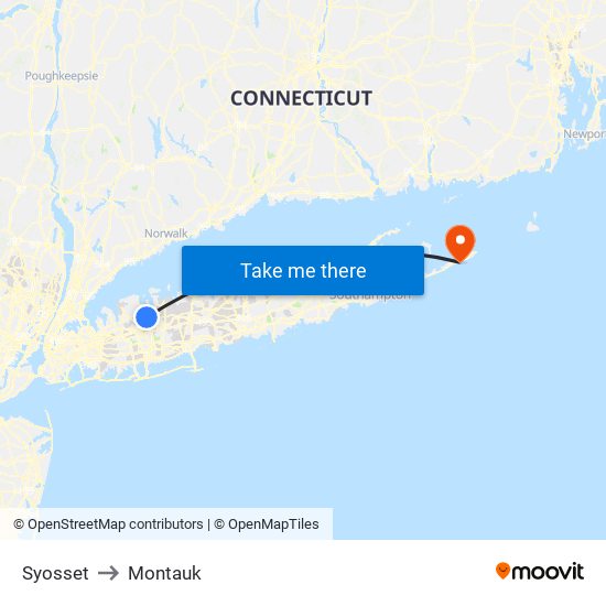 Syosset to Montauk map