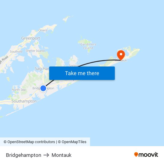 Bridgehampton to Montauk map