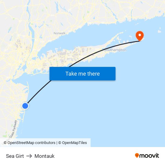 Sea Girt to Montauk map