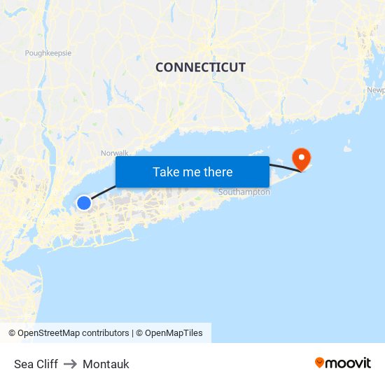 Sea Cliff to Montauk map