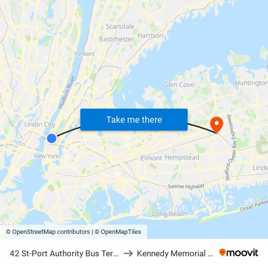 42 St-Port Authority Bus Terminal to Kennedy Memorial Park map
