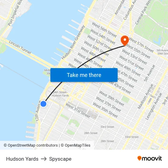 Hudson Yards to Spyscape map