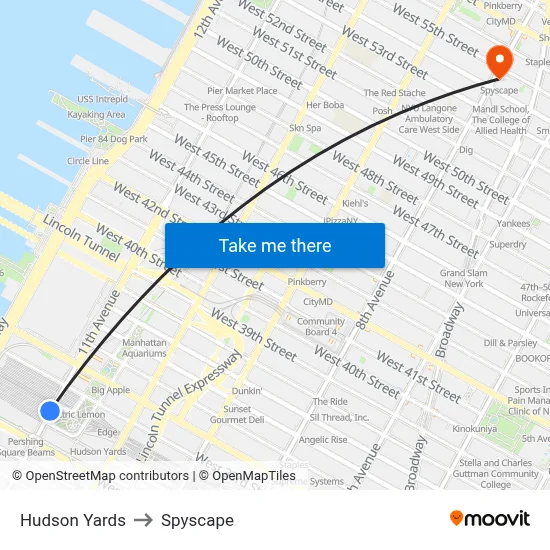 Hudson Yards to Spyscape map