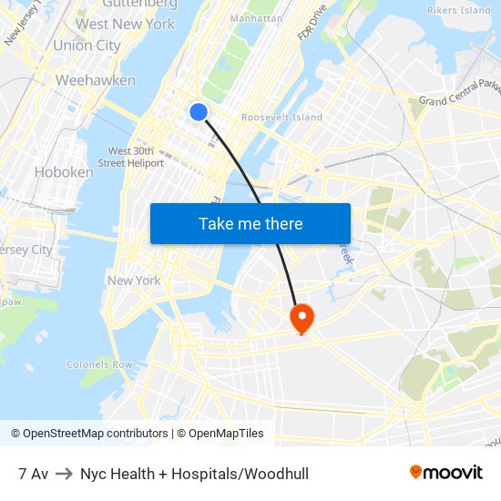 7 Av to Nyc Health + Hospitals / Woodhull map