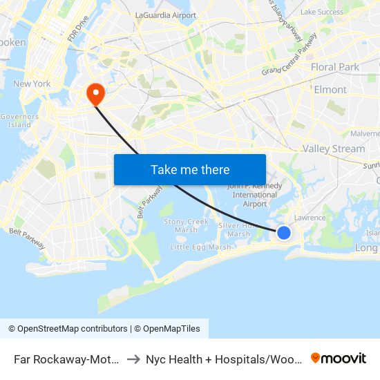 Far Rockaway-Mott Av to Nyc Health + Hospitals / Woodhull map