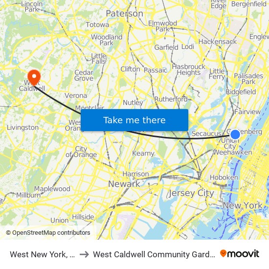 West New York, Nj to West Caldwell Community Garden map