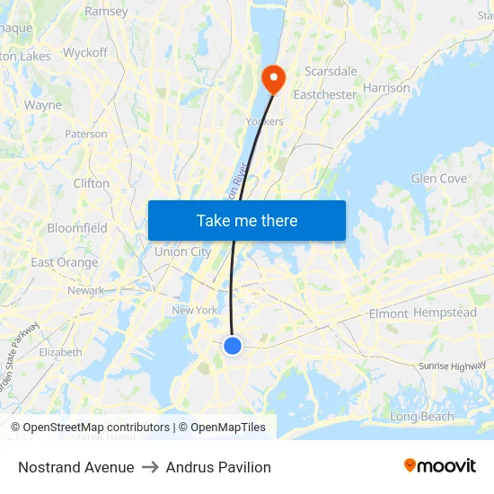 Nostrand Avenue to Andrus Pavilion map