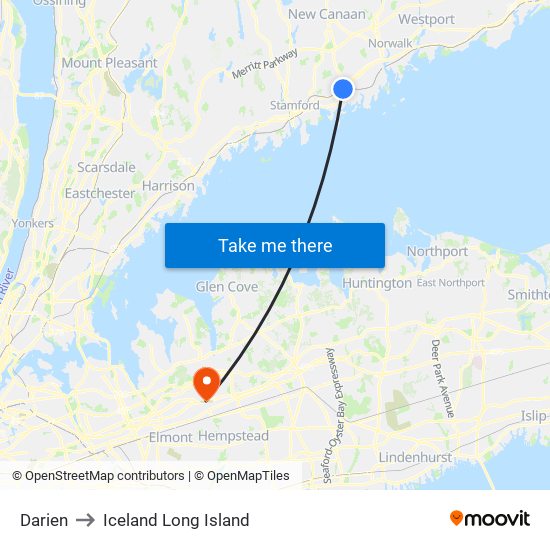 Darien to Iceland Long Island map