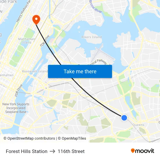 Forest Hills Station to 116th Street map