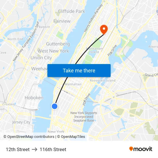 12th Street to 116th Street map