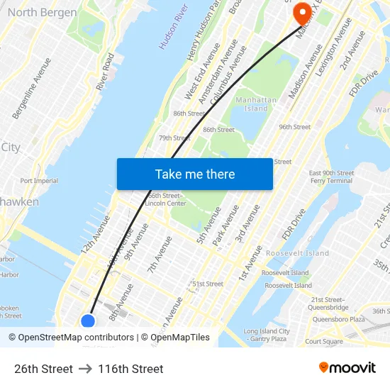 26th Street to 116th Street map