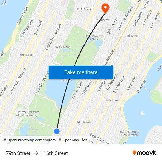 79th Street to 116th Street map