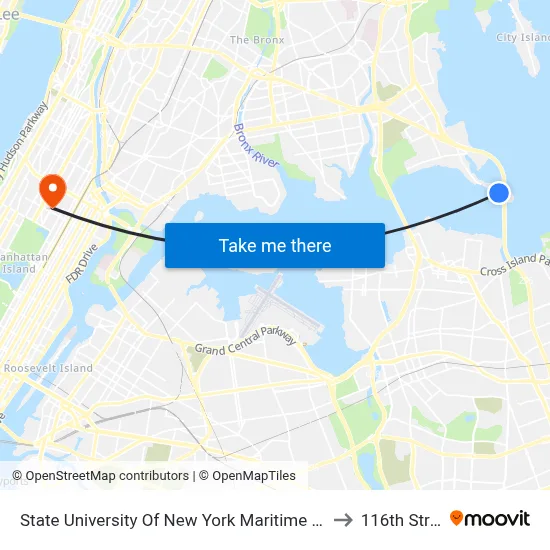 State University Of New York Maritime College to 116th Street map