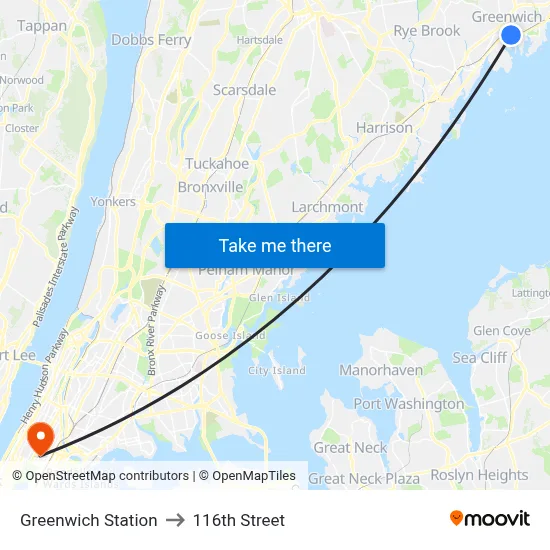 Greenwich Station to 116th Street map