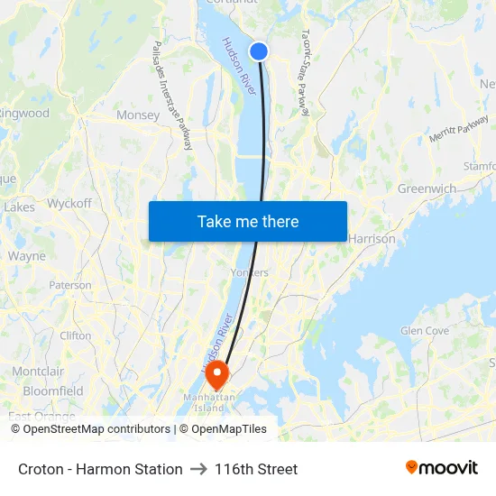 Croton - Harmon Station to 116th Street map