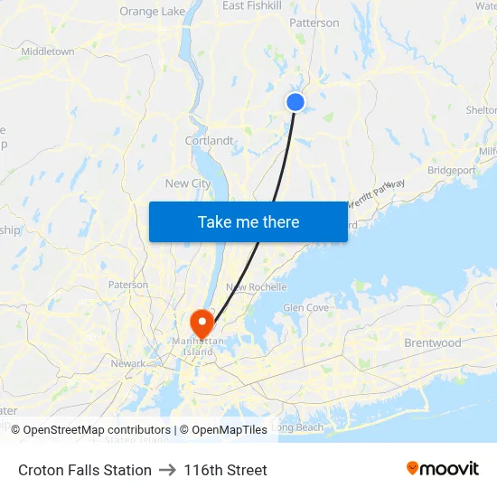 Croton Falls Station to 116th Street map