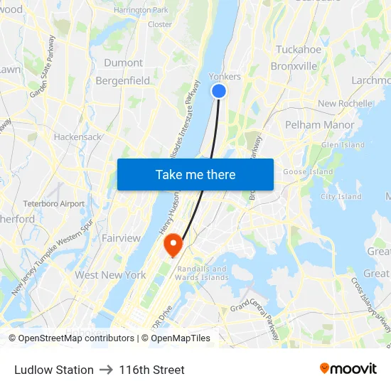 Ludlow Station to 116th Street map