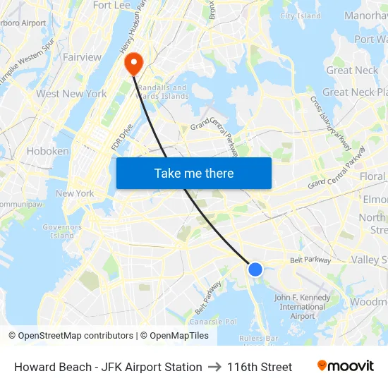 Howard Beach - JFK Airport Station to 116th Street map