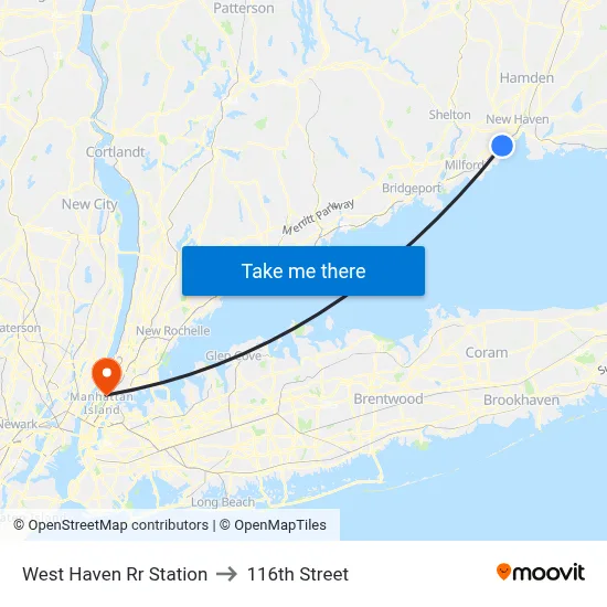 West Haven Rr Station to 116th Street map