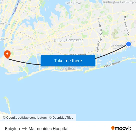Babylon to Maimonides Hospital map