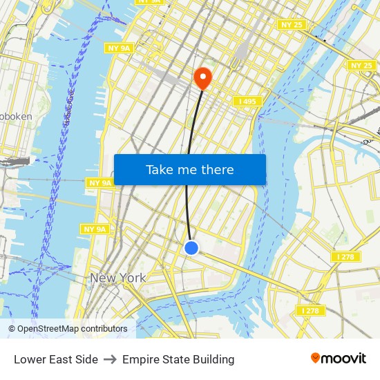 Lower East Side To Empire State Building Manhattan With Public Transportation