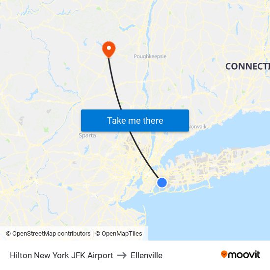 Hilton New York JFK Airport to Ellenville map