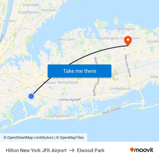 Hilton New York JFK Airport to Elwood Park map
