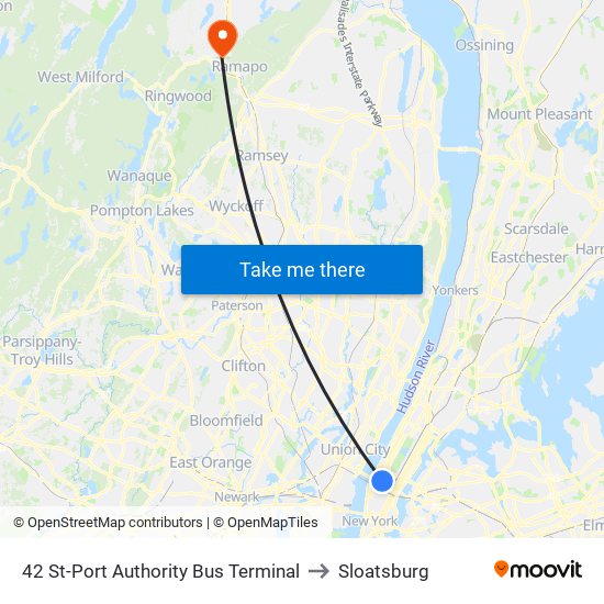 42 St-Port Authority Bus Terminal to Sloatsburg map