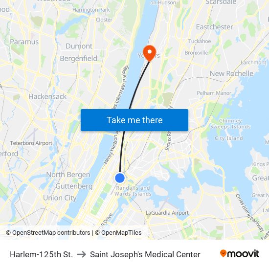 Harlem-125th St. to Saint Joseph's Medical Center map