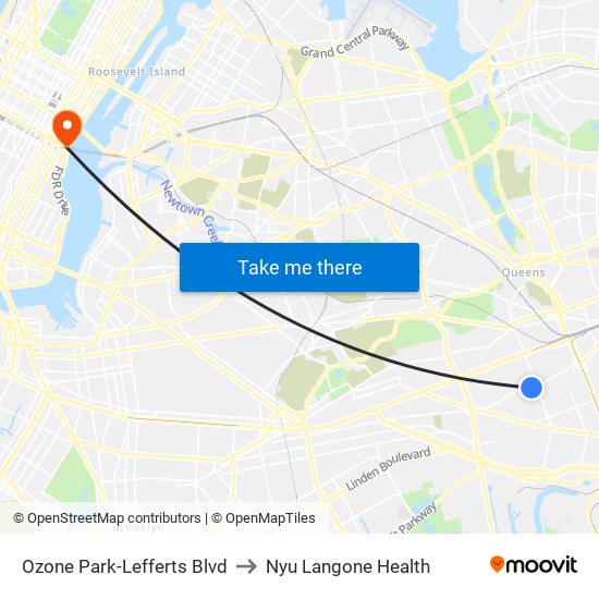 Ozone Park-Lefferts Blvd to Nyu Langone Health map