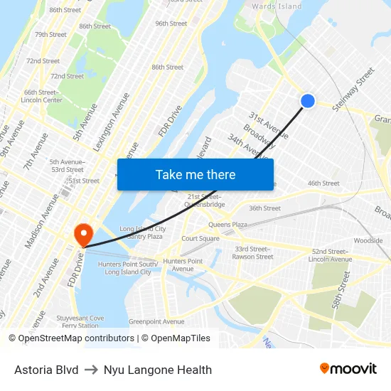Astoria Blvd to Nyu Langone Health map