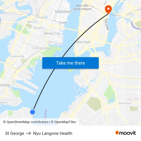 St George to Nyu Langone Health map