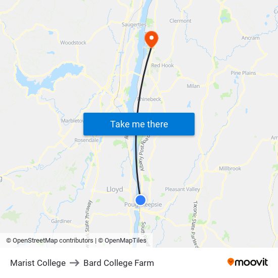 Marist College to Bard College Farm map