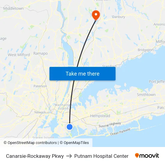 Canarsie-Rockaway Pkwy to Putnam Hospital Center map