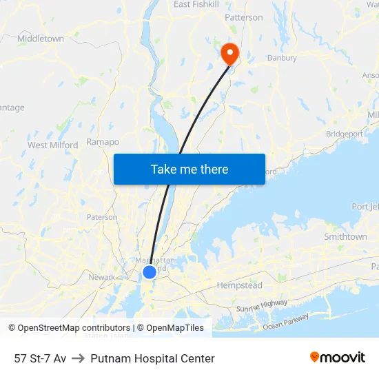 57 St-7 Av to Putnam Hospital Center map