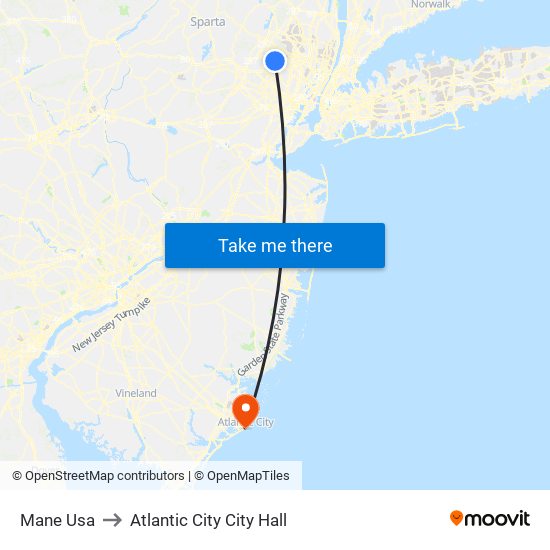 Mane Usa to Atlantic City City Hall map