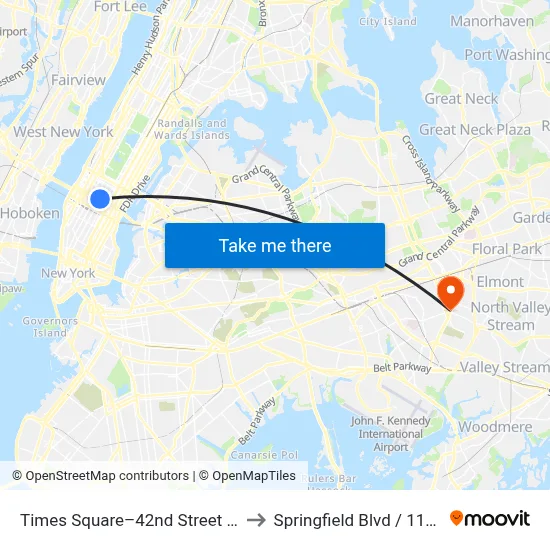 Times Square–42nd Street Station to Springfield Blvd / 116th Rd map