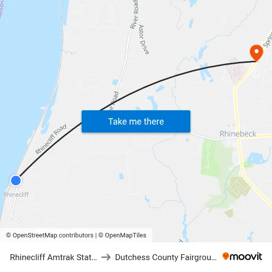 Rhinecliff Amtrak Station to Dutchess County Fairgrounds map