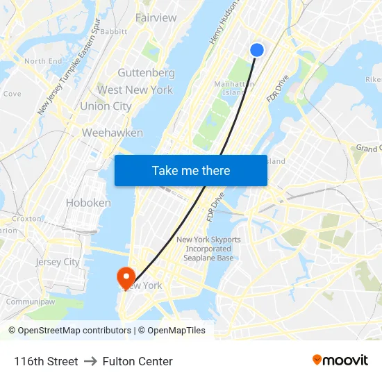 116th Street to Fulton Center map