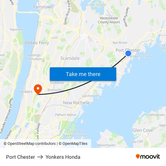 Port Chester to Yonkers Honda map