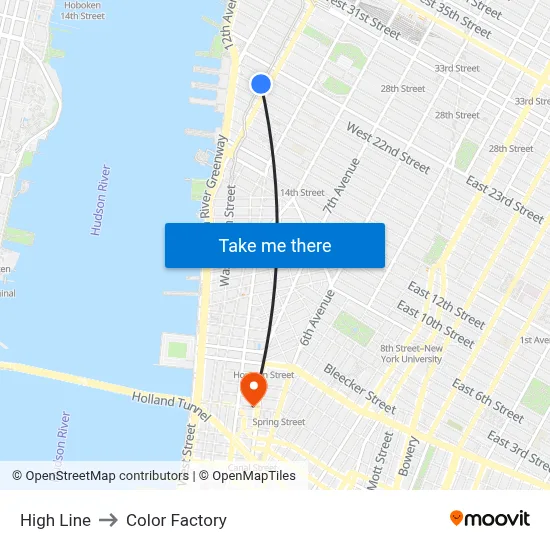 High Line to Color Factory map