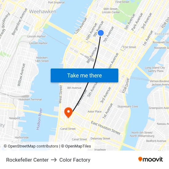 Rockefeller Center to Color Factory map