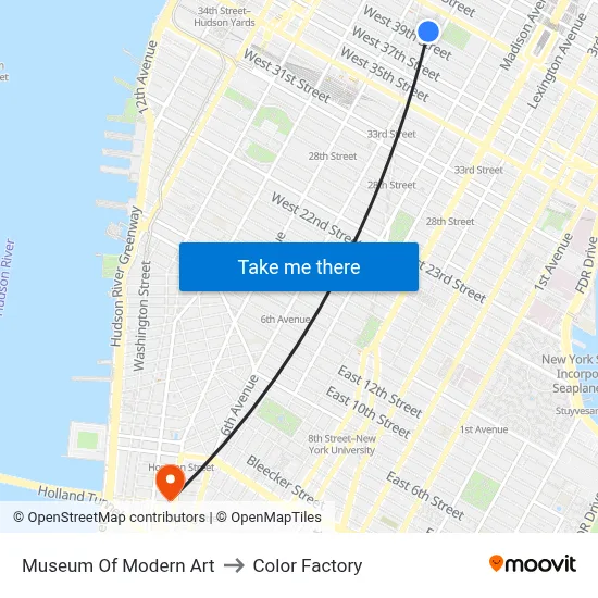 Museum Of Modern Art to Color Factory map