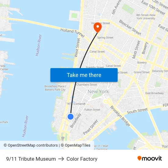 9/11 Tribute Museum to Color Factory map