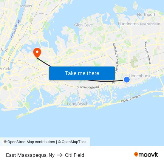 East Massapequa, Ny to Citi Field map