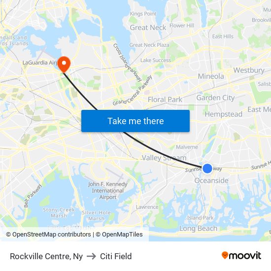 Rockville Centre, Ny to Citi Field map