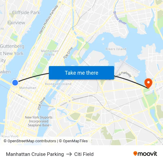 Manhattan Cruise Parking to Citi Field map