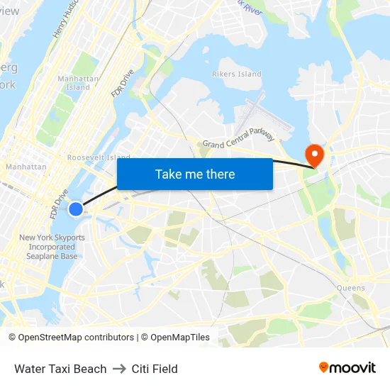 Water Taxi Beach to Citi Field map