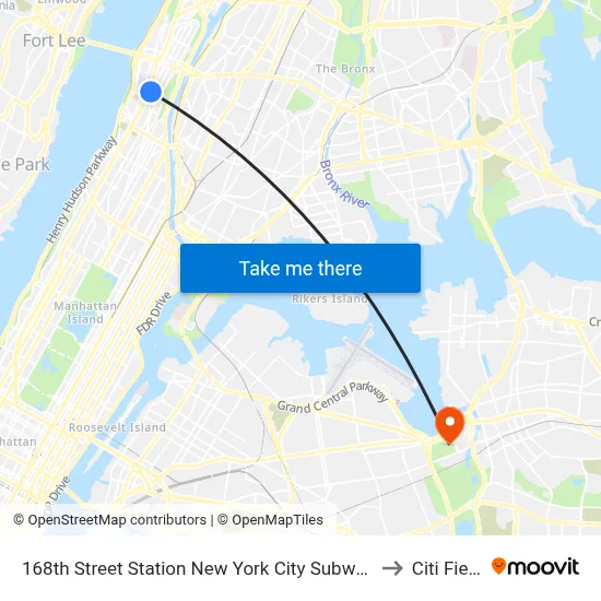 168th Street Station New York City Subway to Citi Field map