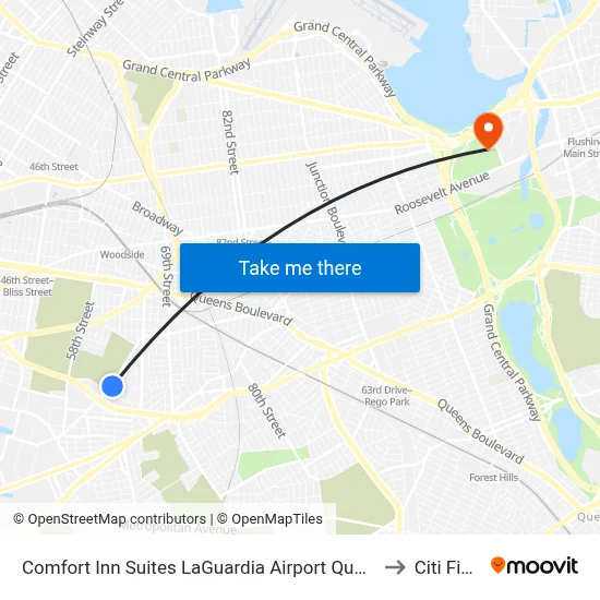 Comfort Inn Suites LaGuardia Airport Queens to Citi Field map